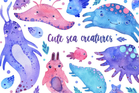 Download Cute Sea Creatures Watercolor Collection - Watercolor Collection