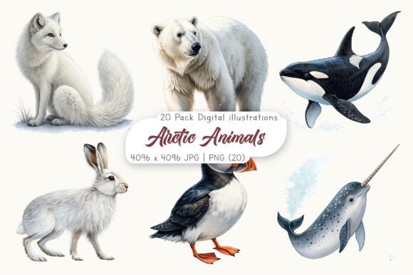 Download Watercolor Arctic Animals Clipart - Watercolor Collection