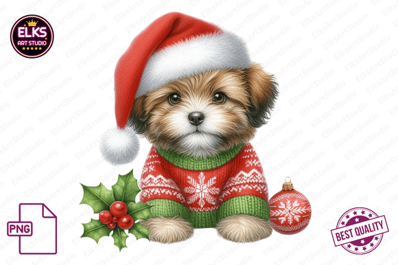 Download Watercolor Christmas Puppies Clipart - Watercolor Collection
