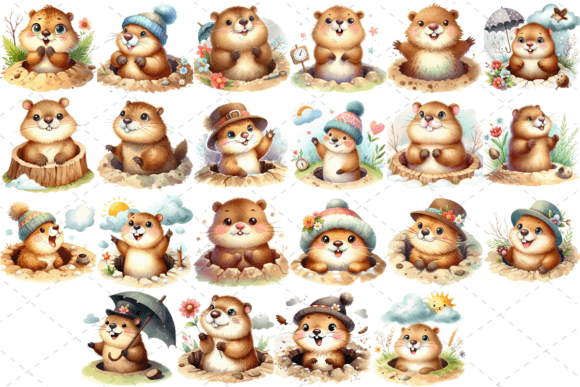 Download Watercolor Happy Groundhog Day Bundle - Watercolor Collection