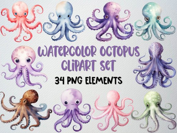 Download Watercolor Octopus Clipart, Sea Life Png - Octopus clipart Collection