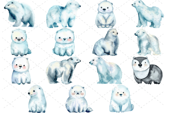 Download 15 Watercolor Arctic Animals Bundle - Watercolor Collection