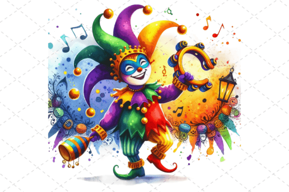 Download Watercolor Mardi Gras Jester Clipart PNG - Watercolor Collection