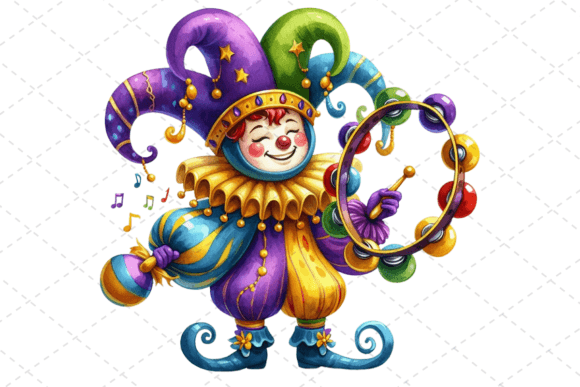 Download Watercolor Mardi Gras Jester Clipart PNG - Watercolor Collection