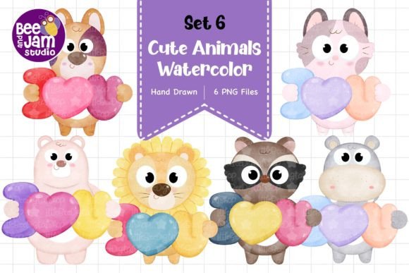 Download Cute Watercolor Animal Designs, PNG File - Watercolor Collection