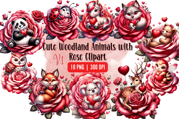 Download Watercolor Cute Woodland Animals Roses - Watercolor Collection