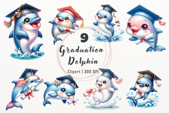 Download Watercolor Graduation Dolphin Clipart - Dolphin clipart Collection