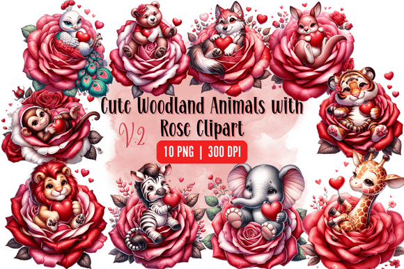 Download Watercolor Cute Woodland Animals Rose - Watercolor Collection