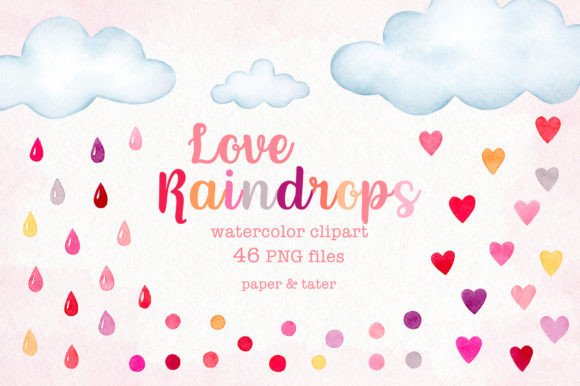 Download Watercolor Valentines Raindrops Clipart - Watercolor Collection