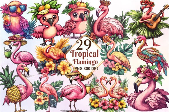 Download Tropical Flamingo Watercolor Clipart - Watercolor Collection