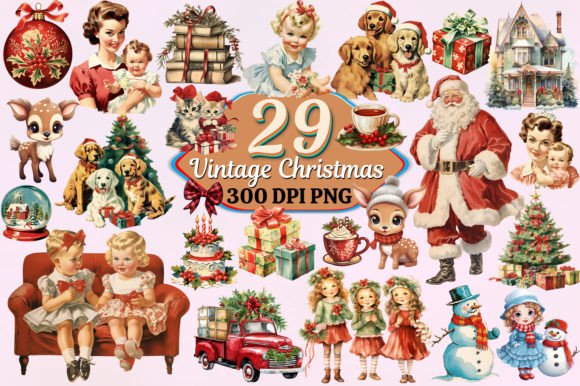 Download Vintage Christmas Watercolor Clipart PNG - Watercolor Collection