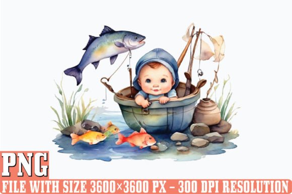 Download Watercolor Fishing Baby Clipart Sublimat - Watercolor Collection