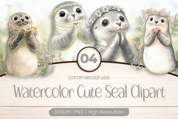 Download Watercolor Cute Seal Clipart PNG - Watercolor Collection