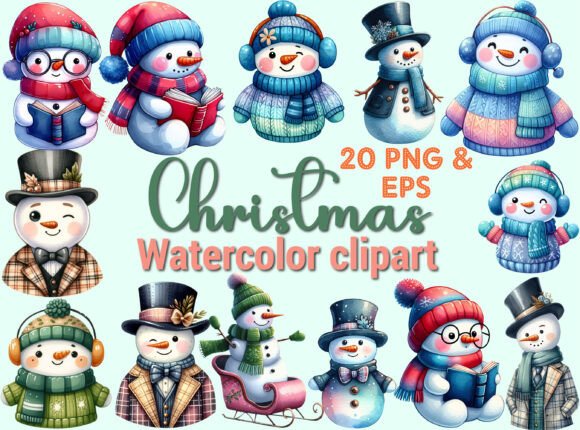 Download Watercolor Snowman Christmas Clipart - Watercolor Collection