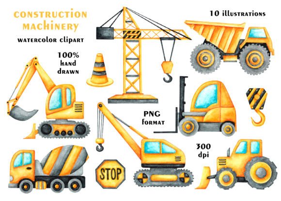 Download Construction Vehicles Watercolor Clipart - Watercolor Collection