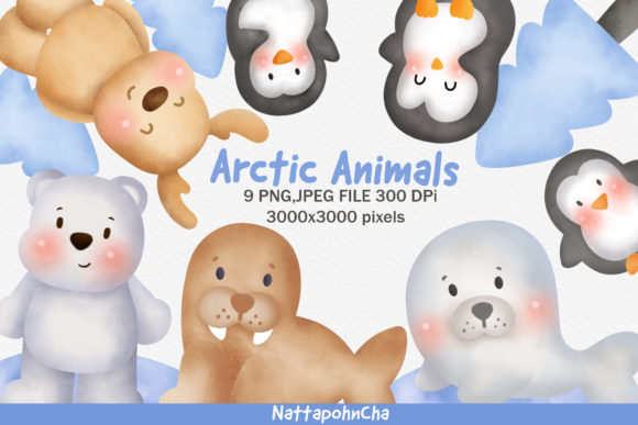 Download Watercolor Arctic Animals Clipart. - Watercolor Collection