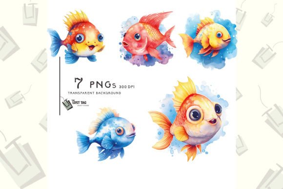 Download Watercolor Cute Fish Clipart Sublimation - Watercolor Collection