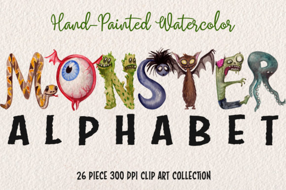 Download Watercolor Monster Alphabet Collection - Watercolor Collection