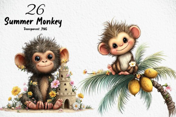 Download Whimsical Summer Monkey Clipart - Monkey Collection