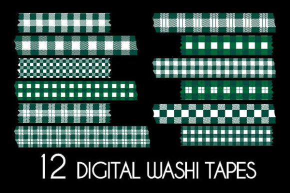 Download Dark Green Plaid Washi Tapes Patterns - Pattern Collection