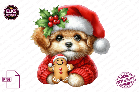Download Watercolor Christmas Puppies Clipart - Watercolor Collection