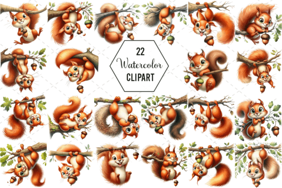 Download Silly Squirrel Watercolor Clipart Bundle - Watercolor Collection