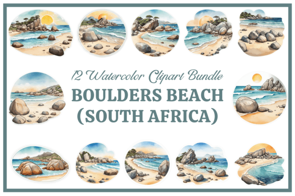 Download Boulders Beach Watercolor Clipart Bundle - Watercolor Collection