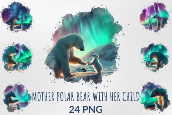 Download Watercolor Polar Bear with Her Child - Watercolor Collection