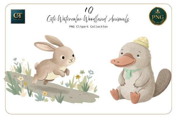Download Cute Woodland Watercolor Style PNG Set - Watercolor Collection