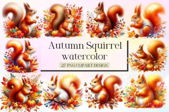 Download Watercolor Autumn Squirrel Clipart - Watercolor Collection