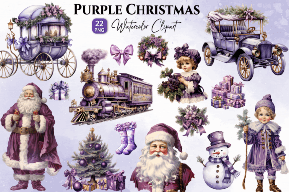 Download Purple Christmas Watercolor Clipart Png - Watercolor Collection