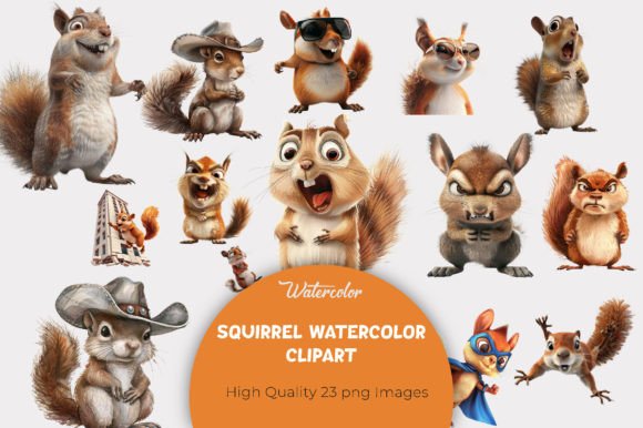 Download Funny Squirrel Watercolor Clipart - Watercolor Collection