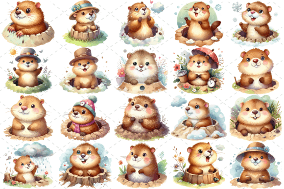 Download Watercolor Happy Groundhog Day Bundle - Watercolor Collection