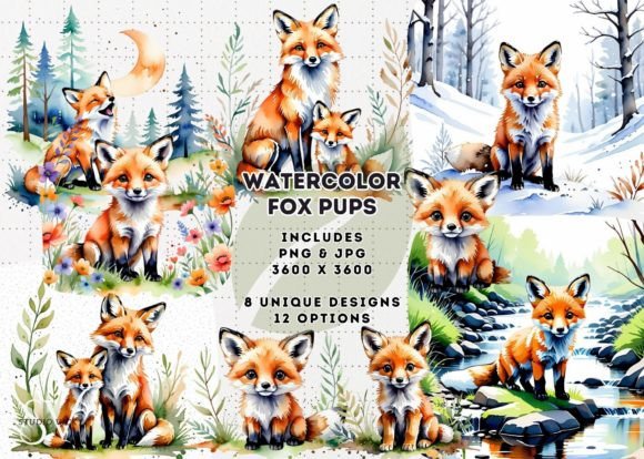 Download Watercolor Cute Baby Fox Clipart - Watercolor Collection