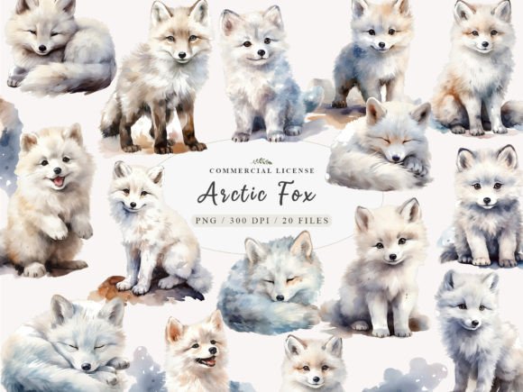 Download Watercolor Arctic Fox Clipart - Watercolor Collection