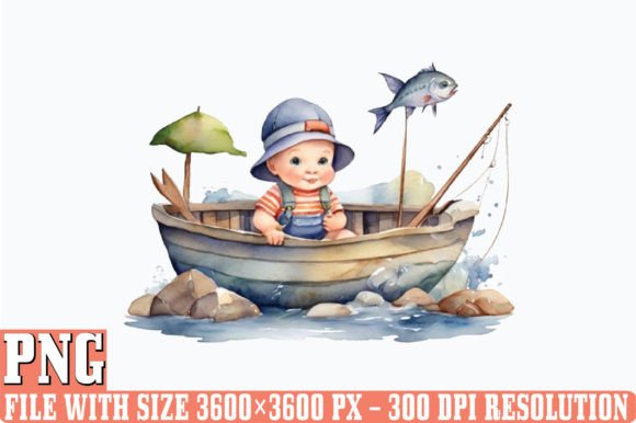 Download Watercolor Fishing Baby Clipart Sublimat - Watercolor Collection