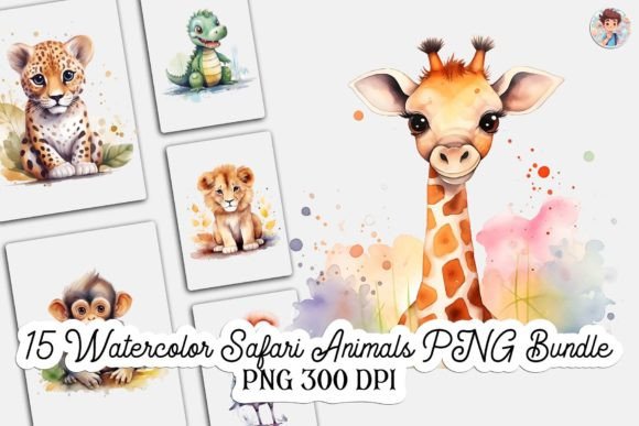 Download 15 Watercolor Safari Animals PNG Bundle - Watercolor Collection