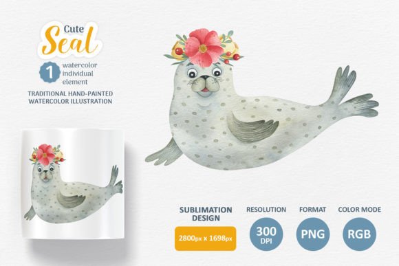 Download Cute Seal Watercolor PNG Illustration - Watercolor Collection