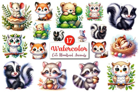 Download Cute Watercolor Woodland Animals Clipart - Watercolor Collection