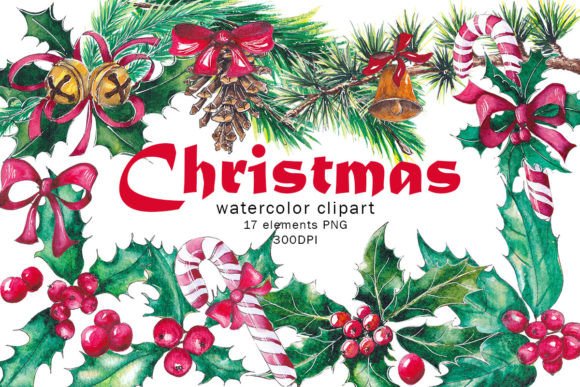 Download Classic Christmas Watercolor Clipart,png - Watercolor Collection