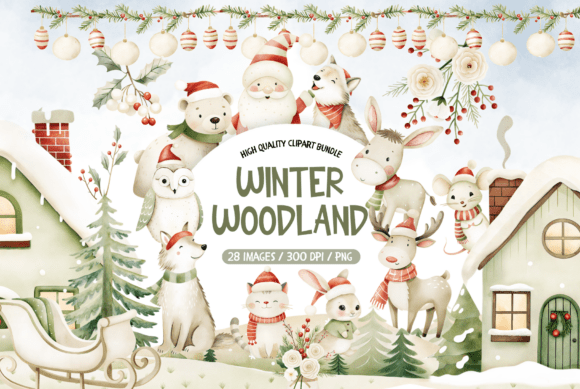 Download Winter Woodland Watercolor Clipart Set - Watercolor Collection