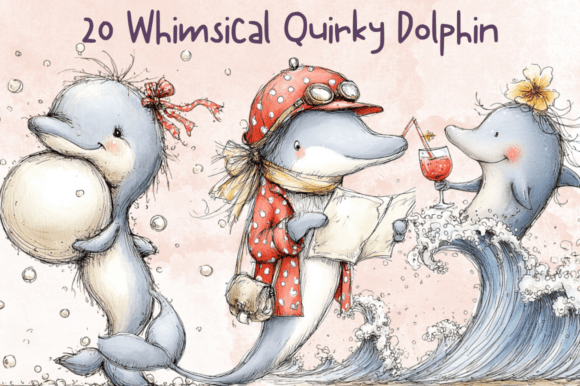 Download Whimsical Quirky Dolphin Clipart - Dolphin clipart Collection
