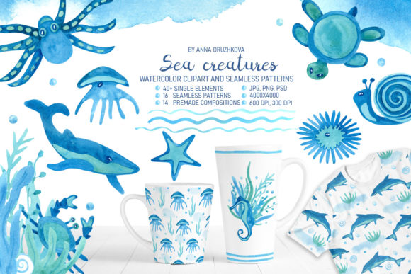 Download Sea Creatures Watercolor Collection - Watercolor Collection