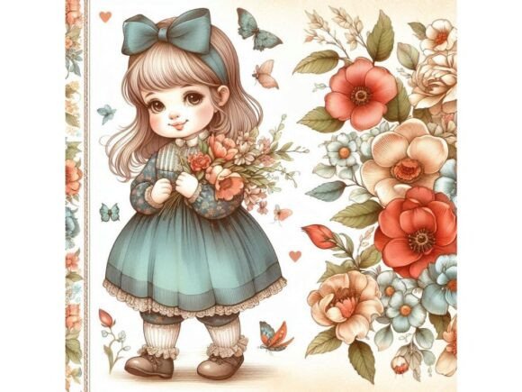 Download Retro Floral Innocence Art - Premium Resources