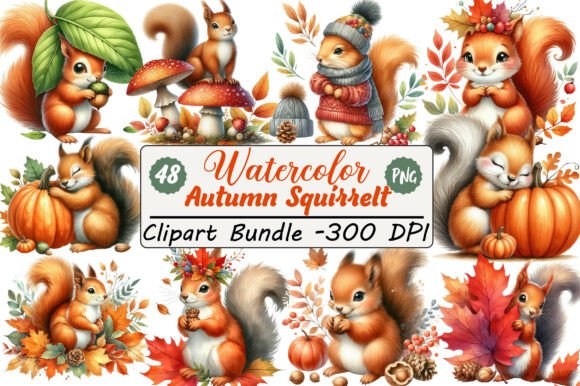 Download Watercolor Autumn Squirrel Clipart - Watercolor Collection