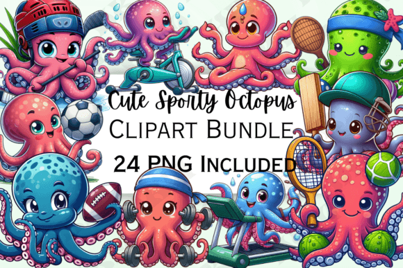 Download Cute Cartoon Sporty Octopus Clipart - Octopus clipart Collection