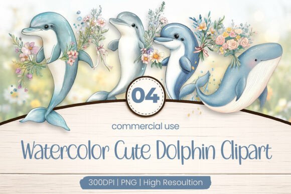 Download Watercolor Cute Dolphin Clipart PNG - Dolphin clipart Collection