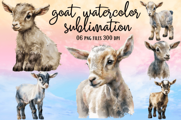 Download Cute Goat Watercolor Sublimation - Watercolor Collection