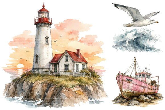 Download Watercolor Beach Clipart Bundle - Watercolor Collection