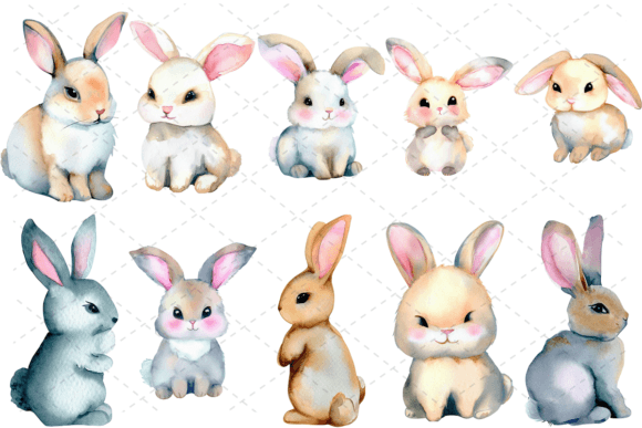 Download 10 Bunny Watercolor Animal Baby Bundle - Watercolor Collection